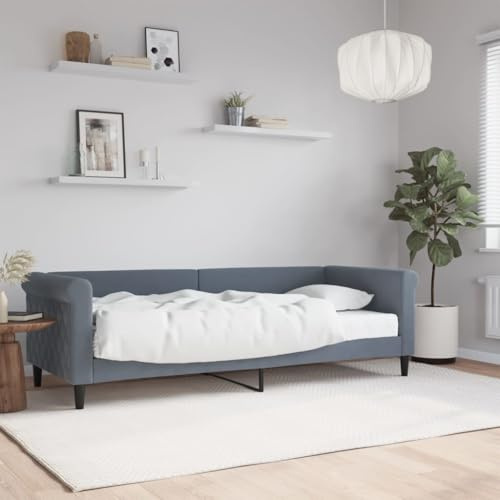 YunCangg Letto da giorno con materasso in velluto grigio scuro, 80 x 200 cm, struttura in metallo e struttura in legno, divano letto con materasso in schiuma confortevole, design moderno per soggiorno