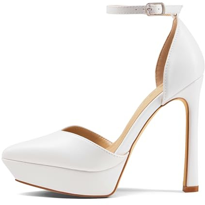 Zhabtuc Escarpins compensés pour Femmes – Talons Hauts 13 cm avec Bride à la Cheville, Design élégant pour fêtes, Mariages et événements Formels