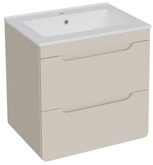 Vente-unique - Meuble de Salle de Bain Suspendu avec Vasque à encastrer - Beige - 60 cm - Aruba