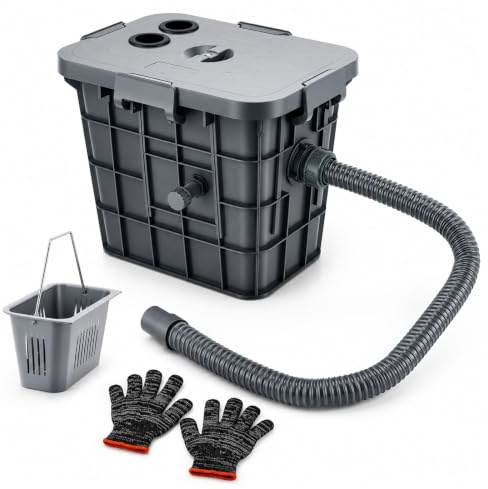 Séparateur de graisse commercial | Séparation d'huile d'eau, séparateurs amovibles, capacité de 22 litres, 2 entrées supérieures, matériau PP