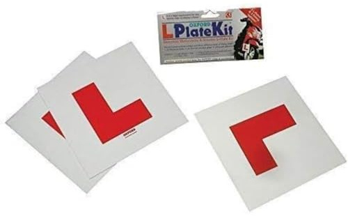 Oxford L plate Kit Oxford Motorcycle Scooter Kit Includes 2 Rigid & 1 Self-Adhesive L Plate OX170
