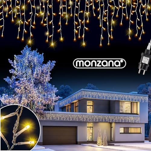 Monzana® Lichterkette 600 LED Außen Innen 20m Regenlichterkette Lichtervorhang Eisregen Fenster Deko Weihnachten Beleuchtung Warmweiß