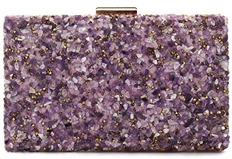 EROUGE Purple Clutch Purses for Women Elegant Lavender Evening Purse for Wedding Party