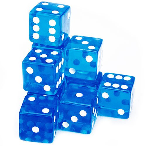 Dice Blue 10pcs Casino Style Large 19mm Hexahedron Acrylic Dice