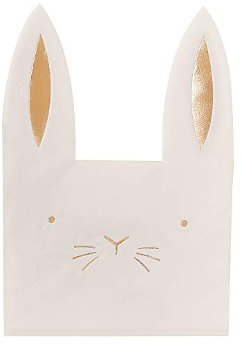 Ginger Ray Osterhase Papierservietten mit Ohren, 16 Stück, Karotten-Knäusche, Mehrfarbig