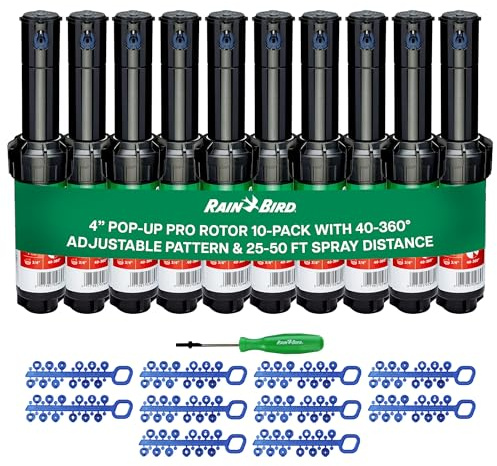Rain Bird 5000 - Testina per irrigatore a rotore, modello 5004 PC, regolabile da 40-360 gradi, sistema di irrigazione sommergibile da 10,6 cm, distanza di spruzzo d'acqua 75-150 cm, 10 pezzi (Y54007)