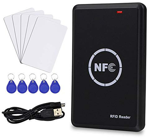 LUCINE RFID NFC Duplicator 125KHz Key fob Copiadora RFID Lector de tarjetas inteligentes Escritor 13.56MHz Programador cifrado UID USB / T5577 Etiqueta grabable (NS106+5T5577C+5UIDK)