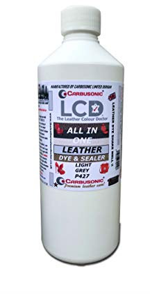 Carbusonic All-in-One Leather Dye & Sealant Light Grey - Restores Colour & Protects Interior Leather, Vinyl - Waterproof Repair Paint for Sofas, Handbags, Chairs, Shoes & Car Seats 500ml
