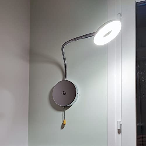 WRMING Wandlampe Innen 6W LED mit Schalter Holz Leselampen, Kinder Schlafzimmer Nachttischlampe Moderne Einstellbar 40cm Schwanenhals Lampe für Kinderzimmer Wohnzimmer Büro,3000k