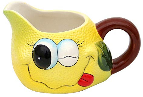 Dekohelden24 Bricco per latte/panna in ceramica, colore giallo limone, dimensioni ca. 14 x 11 x 8,5 cm, 222284