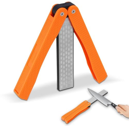 Doppelseitiger Schleifstein, zusammenklappbarer tragbarer Schleifstein, Messerschärfer, rutschfester Diamant-Schleifstein zum Schärfen von Küchenmessern, Scheren, Hackmessern