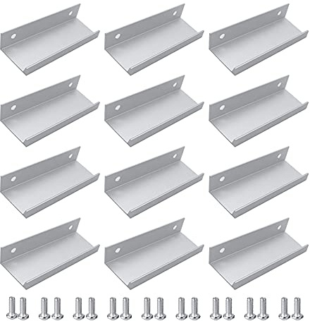 Pamtns 12 Stück Metall Verdeckter Schrankgriffe küchengriffe mit Schrauben | 32x80mm Aluminium Versteckter Schiebetürgriff für Kommode, Schublade, Schrank, Möbel, Küchenschränke, Kleiderschrank