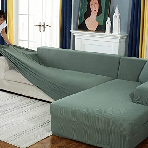 AYouge Sofabezug,Sofabezug Ecksofa-Sofabezug Stretch Sofabezug mit festem Schaumstoffstab für 1/2/3/4 Sitzer（L-förmiges Ecksofa erfordert Zwei）