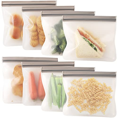 Cozihom Reusable Ziplock Bags, Food Storage Bags, Leakproof Reusable Quart Bags for Marinate Meats, Fruit, Snack, Home Organization, Eco-Friendly, Pack of 8