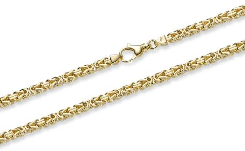 hoplo holzenplotz Goldkette Königskette Halskette Breite 4,0 mm massiv 585-14 Karat Gold, Kettenlänge:19 cm Armkette