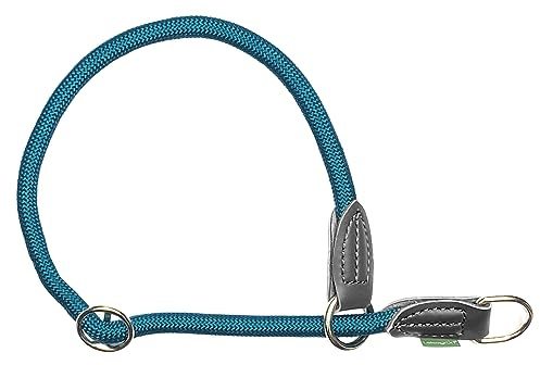 Leisegrün Retrieverhalsband verstellbar | Halsband für Hunde aus Nylon mit Zug-Stopp | Modell Derby | Petrol | Größe: M