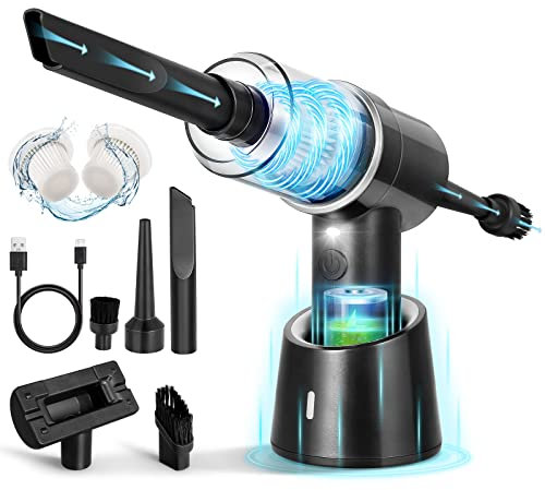 URAQT Aspirador Mano Potente, 3 in 1 Multifunción 120W Aspiradora de Mano Sin Cable 9000PA, USB 4000mah Aspirador Coche Carga Rápida con Filtro Lavable, Aspiradora Sin Cable para Coche Oficina Hogar