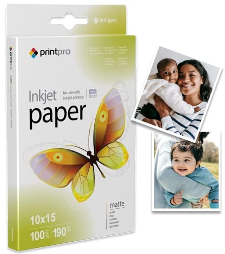 Fotopapier PrintPro von COLORWAY Matt 10x15 cm 100 Blatt 190g/m² Sofort Trocken Wasserfest für alle Tintenstrahldrucker