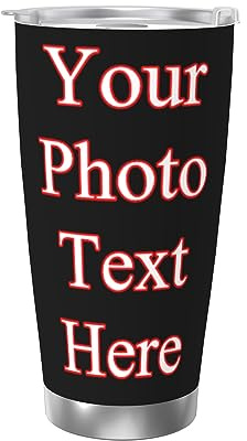 NLWQEKV Bicchiere termico personalizzato Tazza personalizzata in acciaio inossidabile con testo fotografico, Tazza da caffè da viaggio personalizzata Tazza da auto Regali per uomo Donna Papà Mamma