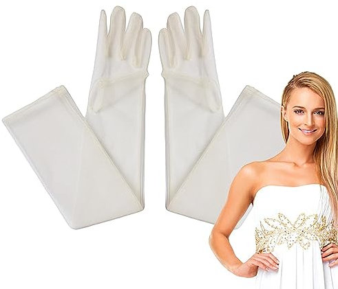 Moxeupon Braut-Tüll-Handschuhe,1 Paar Tüll-Handschuhe für Mädchen, Lange Tüll-Hochzeitshandschuhe für Damen | Langarm-Hochzeits-Brauthandschuhe, Mädchen-Tüllhandschuhe