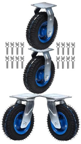 4 Stück Geräuschlose Schwerlast Rollen, Lenkrolle Luftrad Belastbar Und Druckbeständig Langlebige Ø 150/200/250MM Leicht Zu Installieren Bockrolle, Zum Speisewagen Mechanisch Möbel