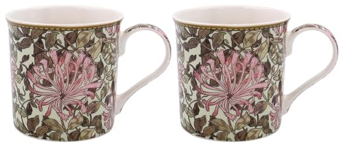 Lesser & Pavey Set of 2 British Designed Coffee Mug | Ceramic Coffee Mugs for Home or Work | Large Mugs for Hot Drinks | Honeysuckle Tea and Coffee Cups - William Morris
