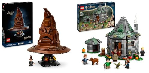 LEGO Harry Potter Talking Sorting Hat Set, Model Kits for Adults & Harry Potter Hagrid’s Hut: An Unexpected Visit, Toy House for 8 Plus Year Old Kids, Boys & Girls, Includes Dragon and Dog Figures