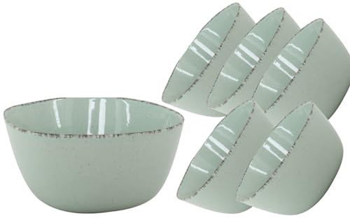 Van Well | URBAN Schale 11 cm grün 6er Set - Steinzeug für Tapas, Dips, Snack und Saucen