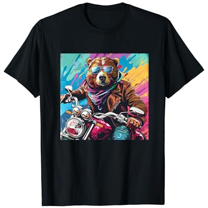 1.Bär ,Motorrad biker Rocker Moped Motorroller Scooter T-Shirt