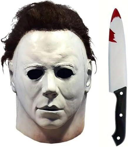 Boolavard Michael Myers Masken Halloween Horror Cosplay Kostüm Latex Requisiten (Maske + Messer)