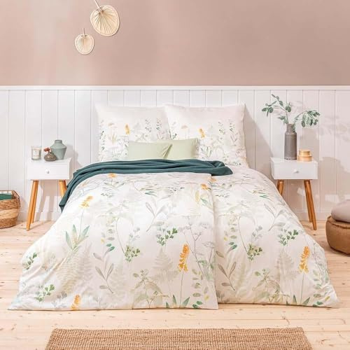 ESTELLA Mako Jersey Bettwäsche 135x200 Visby grün Farn Gräser Wiese 6295-530
