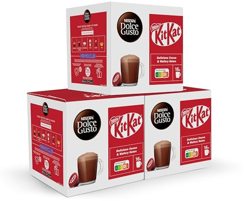 NESCAFÉ Dolce Gusto Kitkat - Capsules de café, 48 capsules (3 x 16) - Boisson au chocolat - Originales pour cafetières Dolce Gusto
