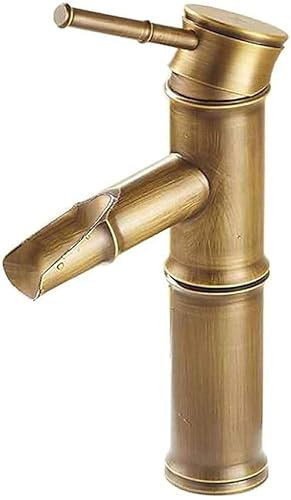 Rubinetto da bagno in ottone alto in bambù rubinetto per lavabo con acqua calda fredda rubinetto miscelatore per cucina giardino esterno due tubi inclusi