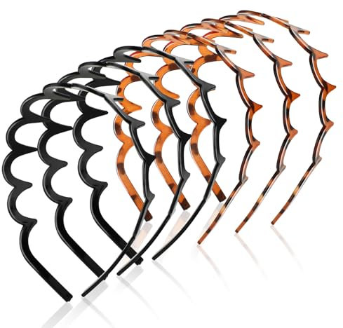 Zickzack Haarreif, 6 Stück Haifischzahn Haarkamm Haarband Gewellte Kunststoff Stirnband Make Up Haarreif für Sport Fitness Tägliches für Damen Und Mädchen