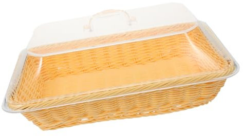 PRETYZOOM Rattan Bread Basket Fruit Basket Lid for Kitchen Storage Imitation Rattan for Dining Table