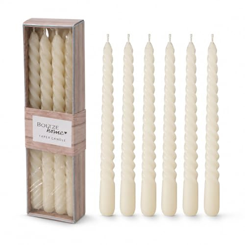 Twister Stabkerzen Creme 6er Set, 20 x Ø 2 cm
