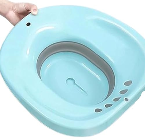 NTEK Foldable Sitz Bath for Toilet, Portable Seat Sitz Bath Basin for Hemorrhoids, Portable Bidet BPA Free Temperature Resistant, Fits Universal Toilets and Commode Chair (Blue)