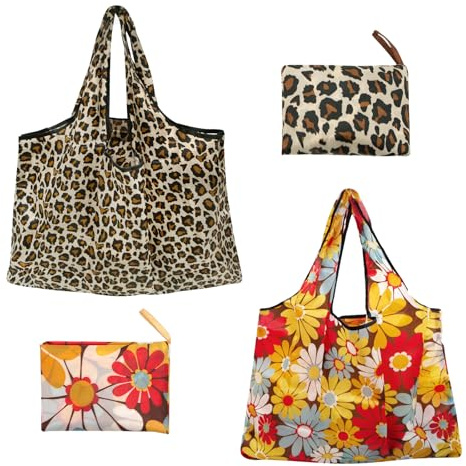 Long Keeper Einkaufstasche Faltbar Groß Wiederverwendbare Einkaufstasche Polyester Einkaufsbeutel Stoff Waschbar Mehrwegtasche Handtasche Leichte Tragbar