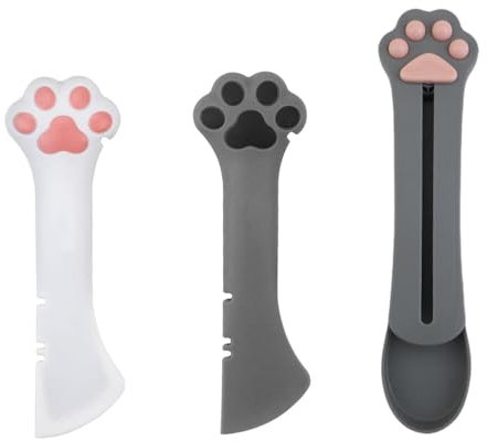 NYGGTYK 2 Piezas De Pala Enlatada con Garra De Gato, 1 Pieza De Cuchara De Tira De Gato, Cuchara De Alimentación De Mascotas, Cuchara Enlatada Multifunción, Lindos Suministros para Mascotas.