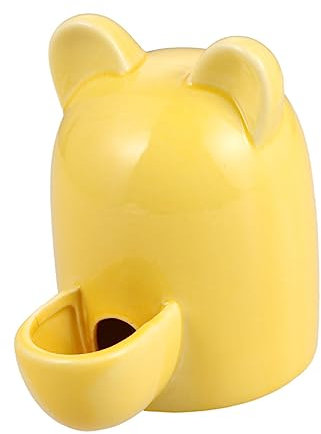 YARNOW Ceramic Cat Ears Pet Automatic Feeder and Water Bowl 100ml Self-dispensing Water Dispenser for Hamsters and Small Rabbits Yellow