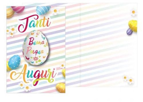 Dream' s Party Biglietto augurale di BUONA PASQUA - Con Ciondolo a forma di uovo pasquale in Legno - PRODOTTO IN ITALIA - biglietto di auguri completo di busta - ideale per accompagnare il regalo