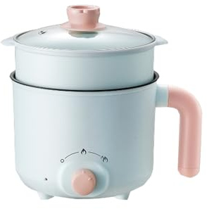 Olla PortáTil Multifuncional, Olla EléCtrica Con Vaporera, Con Ajuste De Potencia Dual (300 W Y 600 W), Sartenes Antiadherentes Para Dormitorio, Oficina Y Viajes.