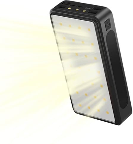 KhUkhu Caricabatterie Solare per Telefono - Caricabatterie Portatile A Ricarica Rapida da 10000 mAh, per Tutti I Cellulari, Tablet E Dispositivi Elettronici