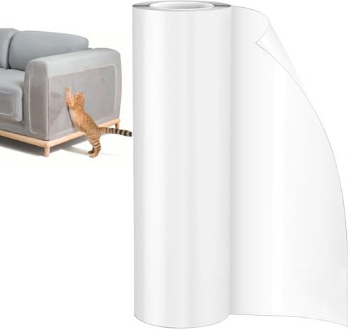 Zyluniy Protezione Divano Graffi Gatto 20cm x 5m, Antigraffio Gatto Divano, Pellicola Antigraffio Gatti, Trasparente Proteggi Divano Gatti Graffi, Pellicola Adesiva per Mobili, Porta, Parete