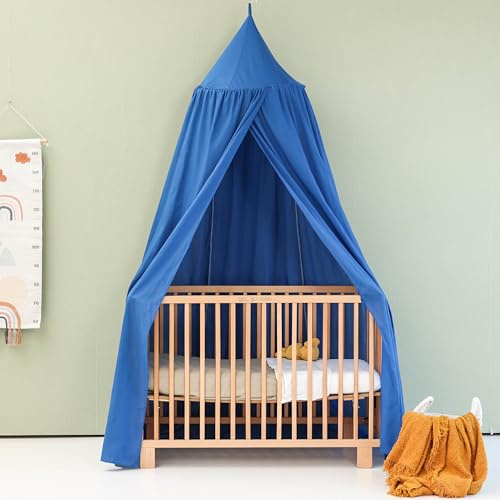Baldacchino Blu per Cameretta | Cielo Letto Sospeso per Lettino Neonato | Zanzariera per Culla & Stanza dei Giochi | Baldacchino Rotondo per Bambino