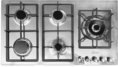 Gas-Kochfeld GCH FQ 905 +WOK Adapter+Kaffeadapter 90 cm, Edelstahl, 4,0 KW WOK, 5 Gasbrenner,Erdgas, FL.Gas