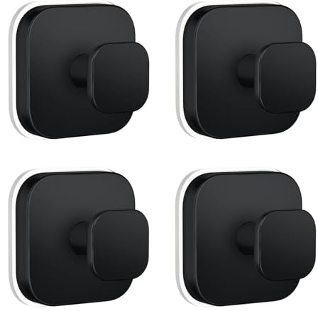 IGDALAR Suction Cup Hooks 4 Pack - Heavy Duty Vacuum Towel Hooks (Max Load 15 lbs) for Shower, Removable Waterproof Wall Hangers for Bathroom Glass, Window & Kitchen (Black)