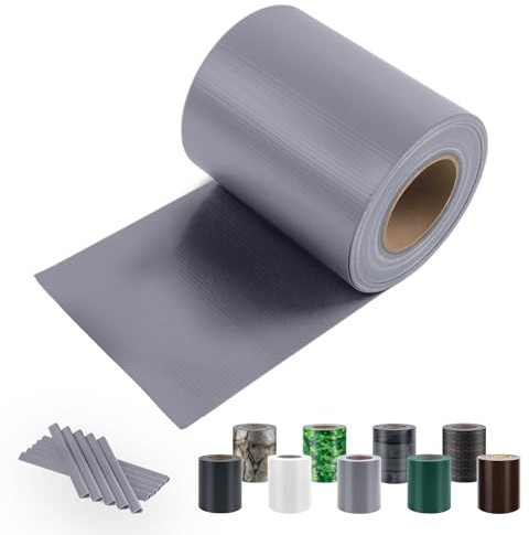Sunnylaxx 20m x 19cm PVC privacidad Valla Tiras de Malla de Protectora Pantalla para Exterior Jardin, Terraza, 15 Clips de fijación, Gris
