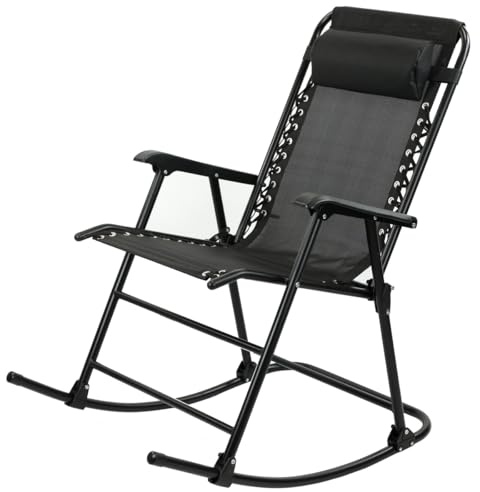 WERKSTAR Schaukelstuhl Liegestuhl Gartenliege Schaukelsessel Klappbar Terrasse Balkon 120kg