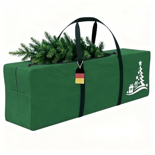 Huracan Weihnachtsbaum Tasche, Tannenbaum Aufbewahrungstasche 155x47x73cm, 600D Oxford, Baum Transporttasche mit Verstärkte Griffe, Bindegurt, XXL Baumtasche für Große Künstliche Weihnachtsbäume, Grün